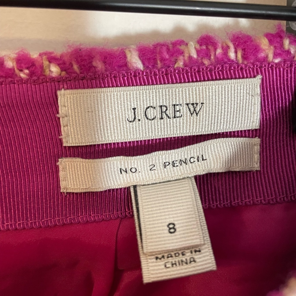 J Crew No 2 Pencil Pink Tweed Lined Skirt Diamond Design Women Size 8 Wool Blend - Picture 2 of 9